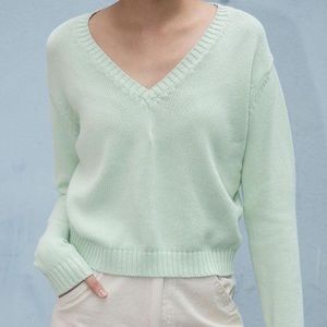 Brandy Melville Green V-Neck Sweater